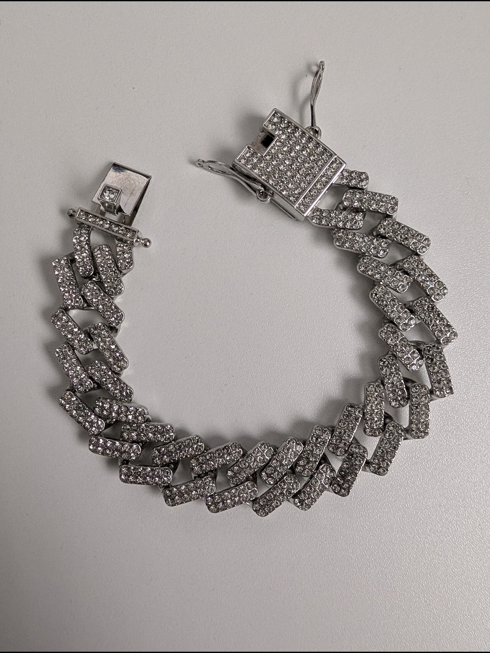 Pave Cuban Link Tennis Bracelet - Silver Crystal